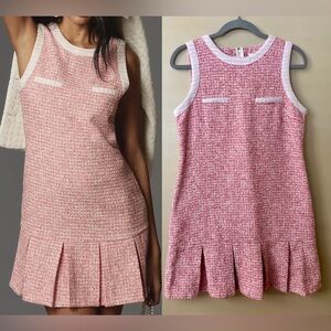 Anthropologie Blush Tweed Sleeveless Mini Dress
